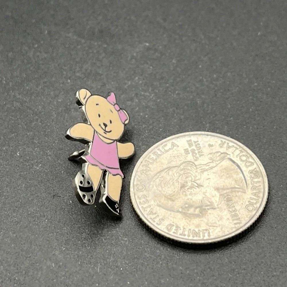 Cute Cartoon Bear With Pink Bow‎ & Dress Lapel Hat Pin